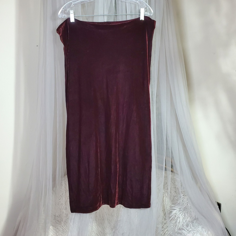 Ralph Lauren Vintage Burgundy Velvet Maxi Skirt Dark Romantic Wine Red XL USA - Picture 2 of 5